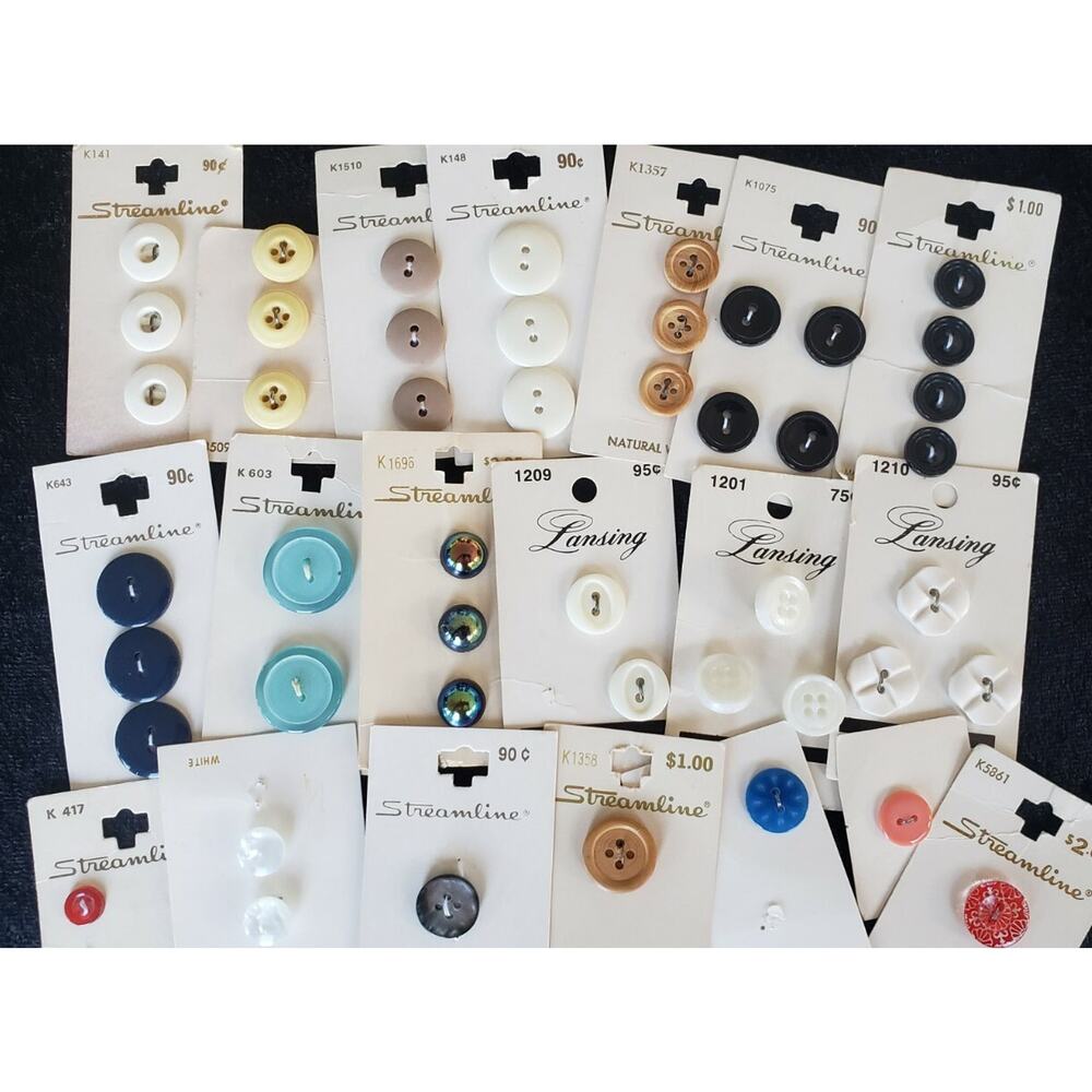 Lot 47 Carded NOS Buttons Crafts Sewing